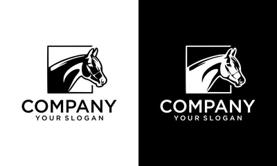 creative horse head backspace style professional logo design vector - obrazy, fototapety, plakaty