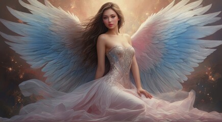 adorable colorful angel diffusion ethereal beauty of its spread wings image seems to embody a painting
