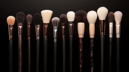 Variety of Professional Makeup Brushes Displayed