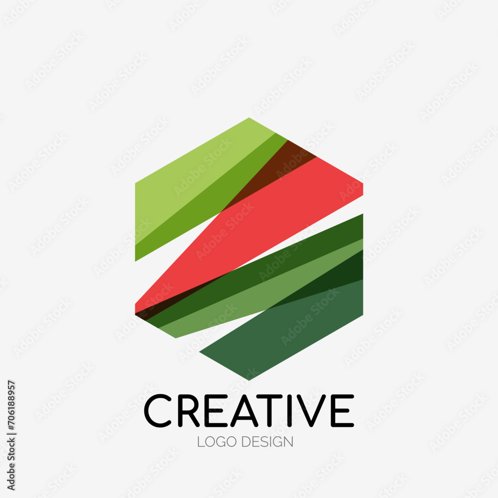 Poster Modern abstract logo design. Geometric vector art. Clean overlapping lines and abstract shapes. Perfect for modern brand