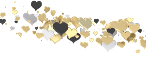hearts on a transparent background. 3D rendering. for valentine's day and wedding. PNG Rain from hearts.