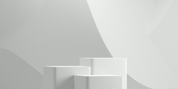 Abstract 3D background. 3D podium with white background for cosmetics and product presentation. 3D rendering illustration.