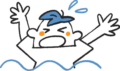 溺れちゃうドジっ子の僕にはなりたくないよ　イラスト素材
