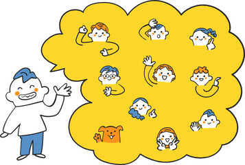 僕の友達　男の子も女の子もいて国籍や宗教の違う子もいるよ　セット　イラスト素材	
