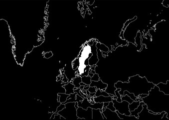Sweden map europe black background