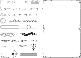 Baroque fine line frame clipart, Fine art wedding , EPS vector clipart