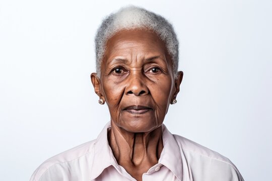 Elderly woman serious face portrait