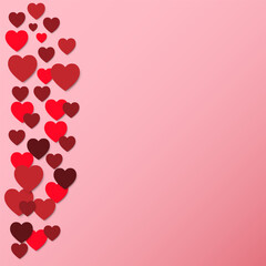 Red heart paper cut on a pink background. Greeting card design for Happy Valentines Day celebration. 