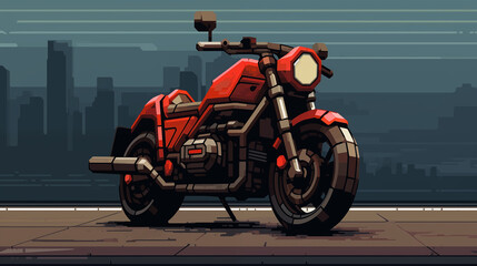 Pixel Art Motorbike in 16-Bit Style. Generative AI.