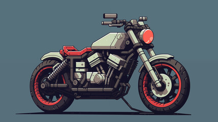 Obraz premium Pixel Art Motorbike in 16-Bit Style. Generative AI.