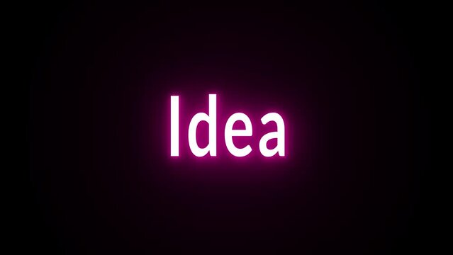 idea text neon effect  led light animation on black background