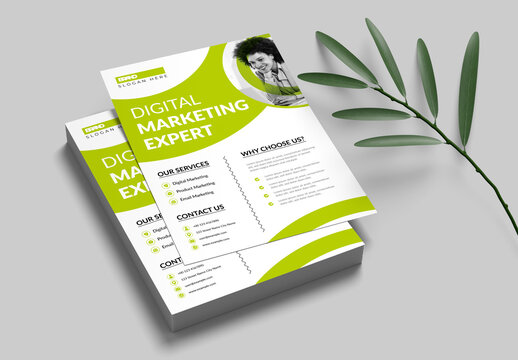 Creative Business Flyer with Green Accent