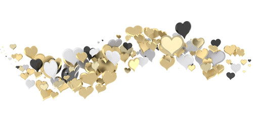 realistic isolated heart confetti on the transparent background for decoration and covering.
