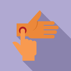 Check palpitating finger icon flat vector. Anatomy heart beat. Man disease