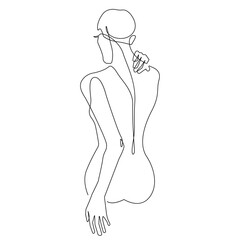 Nude Body One Line Drawing Set. Woman Body Sketch Art. Female Figure Abstract Minimalist Silhouette. Vector EPS 10