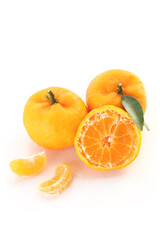 raw fresh tangerine oranges isolated on a white background