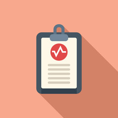 Heart health clipboard icon flat vector. Body female ailment. Stomach assistance