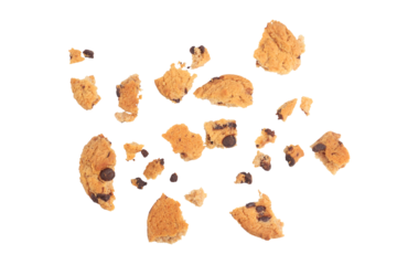 Scattered crumbs of chocolate chips on transparent background PNG