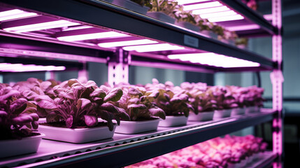 Research organic  vegetables , hydroponic vegetables plots growing on indoor vertical farm, modern farm, healthy farm	
 - obrazy, fototapety, plakaty
