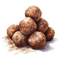Bourbon Balls, Foods Illustration. Watercolor Style. AI Generated