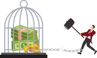 Freedom, Debt,Tax,Cutting,Sphere,Concepts, Businessman