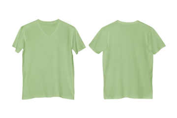 Unisex Plain Leaf V-Neck Short Sleeve T-Shirt with Transparent Background