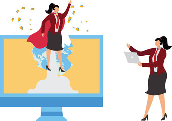 Breaking new ground, Businesswoman, Heroes, Using Computer, Speed, Winning,