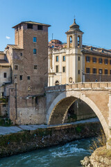 Tiberina island in Rome, Italy