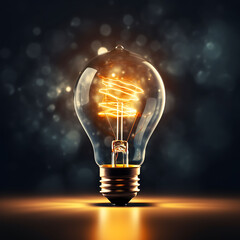 One of Lightbulb glowing among shutdown light bulb in dark area with copy space for creative thinking , problem solving solution and outstanding concept by 4k - obrazy, fototapety, plakaty