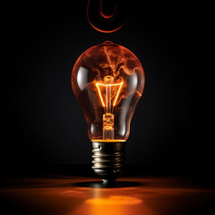 One of Lightbulb glowing among shutdown light bulb in dark area with copy space for creative thinking , problem solving solution and outstanding concept by 4k