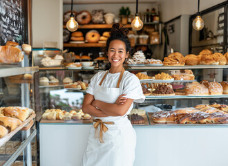 Small Business Baker Standing in Front of the Counter of her Store