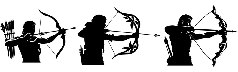 black and white sketch of  archer - obrazy, fototapety, plakaty