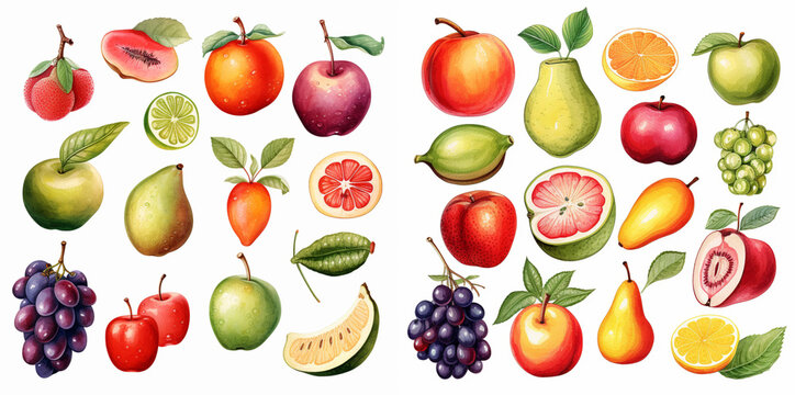 Vintage Watercolor Fruit Collection Illustration
