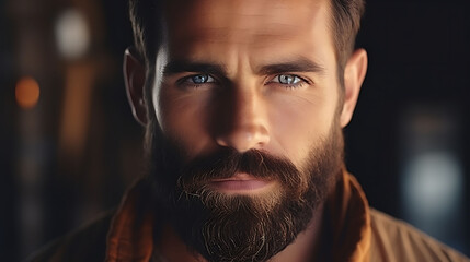 Perfect beard Close up. Handsome bearded young man