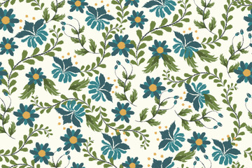 Seamless paisley embroidered floral motif pattern in vector, for design, fabric, wrapping, digital motif, background, wallpaper, print, clothing, etc.	