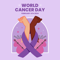 World Cancer Day Flat Illustration Design