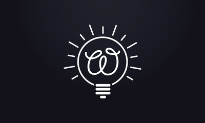 Bulb logo and Electricity fiber icon. Idea icon Letter design and bulb logo. Idea bulb symbol