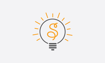 Bulb logo and Electricity fiber icon. Idea icon Letter design and bulb logo. Idea bulb symbol