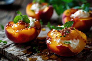 Cheesecake-Stuffed Peaches . Food Mashup