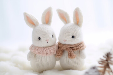 handmade knitted bunny, rabbit toy