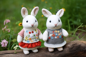 handmade knitted bunny, rabbit toy