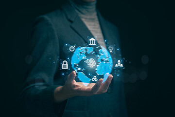 AI intelligent robot technology, artificial intelligence to create something, future technology...