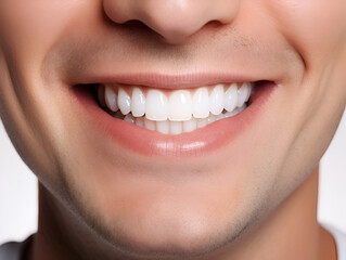 Fototapeta premium A close-up of the lower part of a man's face with very clean perfect teeth