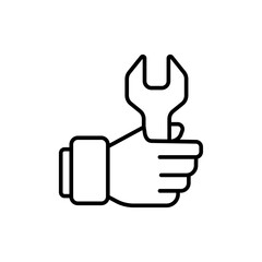 Wrench outline icons, minimalist vector illustration ,simple transparent graphic element .Isolated on white background