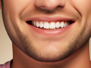 Fototapeta premium A close-up of the lower part of a man's face with very clean perfect teeth