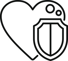 Heart protection aid icon outline vector. Health heart. Chest disease sick