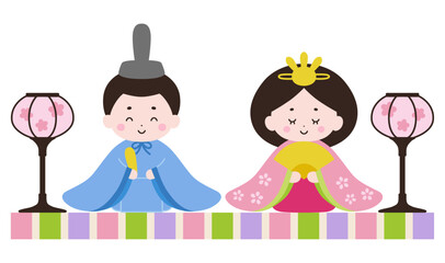 かわいいひな祭りのベクターイラスト