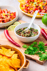 Homemade Chimichurri -  traditional Argentine condiment, for barbecue meat or salad dressing
