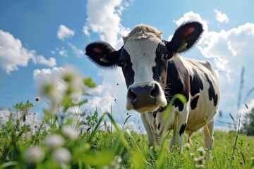 Cow in the field - obrazy, fototapety, plakaty