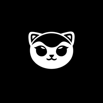 cute cat face logo design